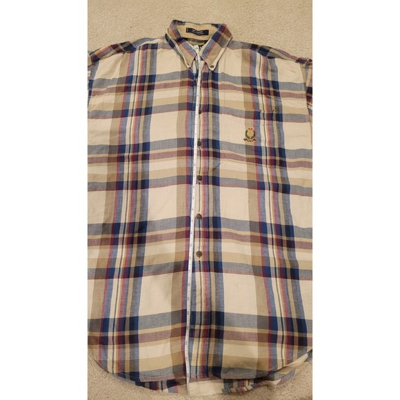 Chaps Ralph Lauren Long Sleeve Polo Shirt Size Men’s MEDIUM. Plaid window pane - Picture 6 of 7
